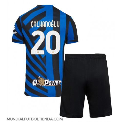 Camiseta Inter Milan Hakan Calhanoglu #20 Primera Equipación Replica 2024-25 para niños mangas cortas (+ Pantalones cortos)